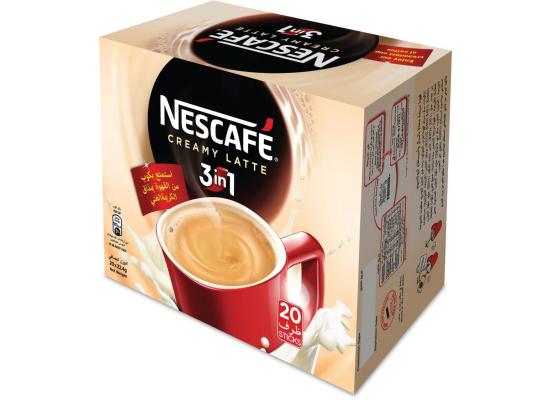 NESCAFE 3 in 1 Creamy Latte 22.5g, Pack Of 20